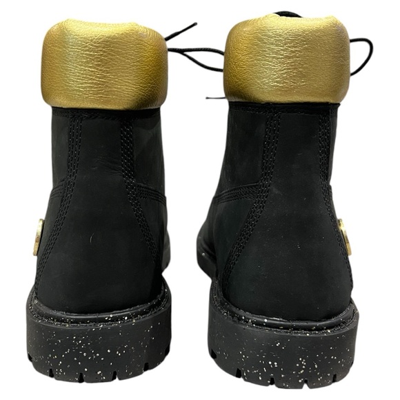 TIMBERLAND Women’s 6” Heritage Premium Hiking Boots black gold metallic panel 9 - Picture 4 of 5